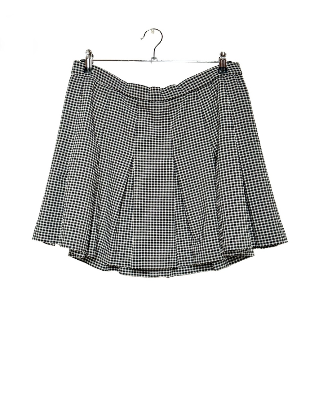 Vintage Black and White Gingham Pleated Mini Skirt